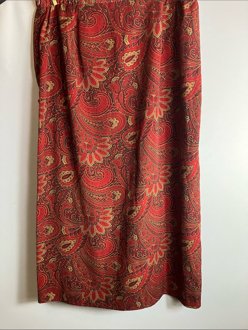 Red Paisley Maxi Skirt with Gold Accents - Picture 9 of 10